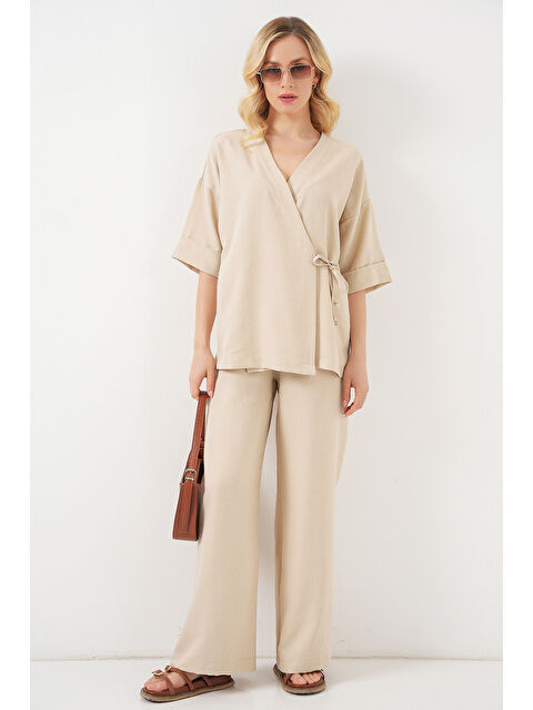 Bigdart Kadın Önü Bağlamalı Alt Üst Takım 6745 - Bej - S000411851-19928
