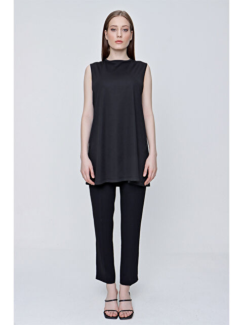 AKER Siyah Sıfır Kol Jüpon Tunik - S000503959-19351