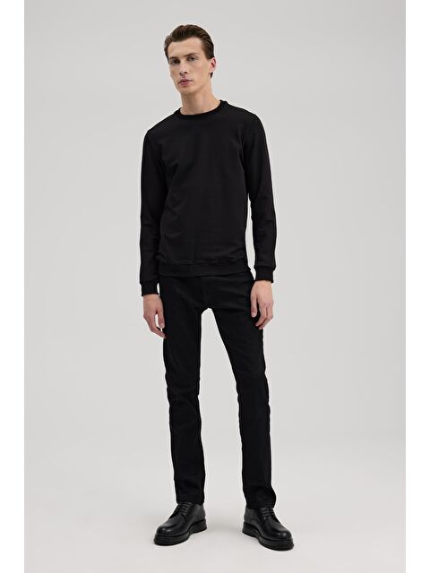 JAKAMEN Siyah Slim Fit Bisiklet Yaka Basic Sweatshirt - S000496005-19351