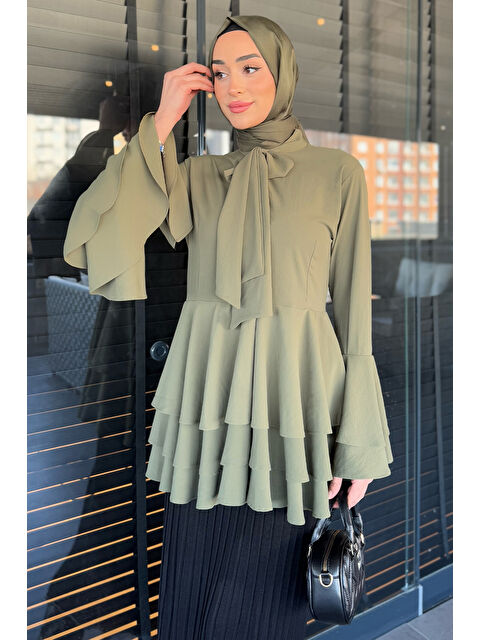 Julude Tesettür Piliseli Şifon Tunik - S000361203-18547