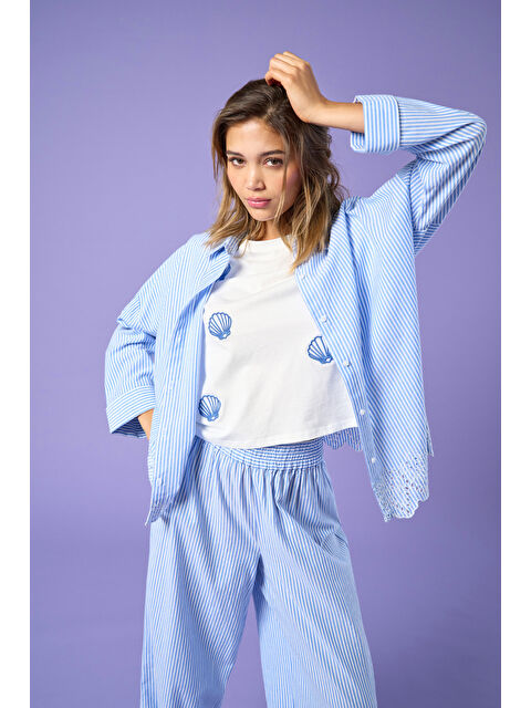 Only Onlgraces % 100 Pamuklu Relaxed Fit Uzun Kollu Kadın Gömlek 15343165