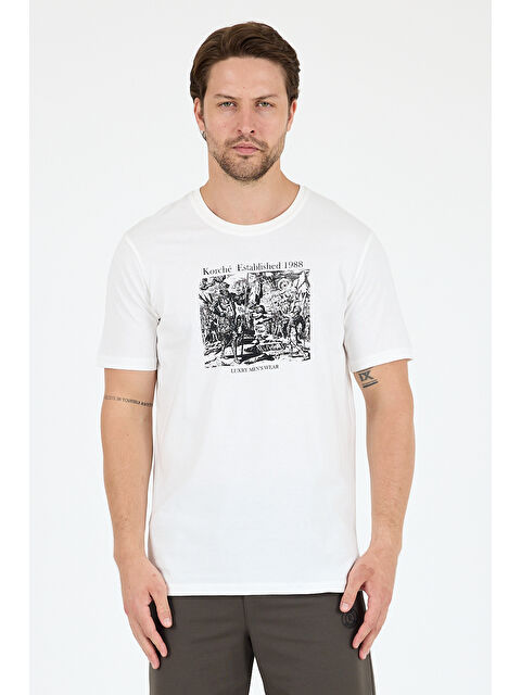 Rodi Erkek %100 Pamuk Bisiklet Yaka Kısa Kollu Baskılı Tişört Rahat ve Günlük Erkek Tişört 0018 - S000408059-19965