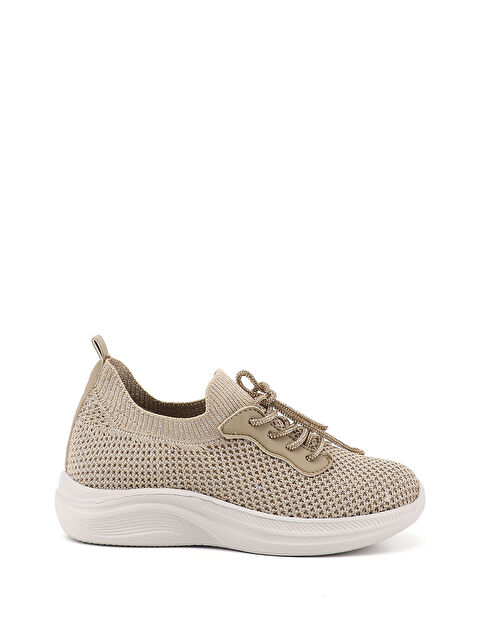GÖNDERİ(R) Kadın AÇIK NUDE Triko Bağcıklı Memory Foam Tabanlıklı Comfort Sneaker