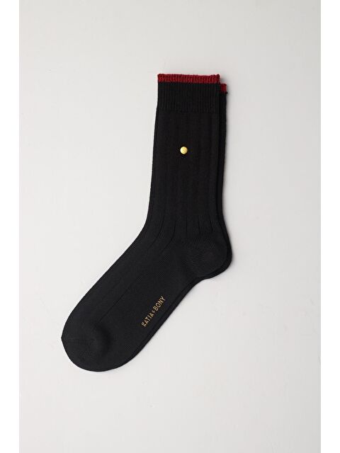 Katia And Bony Erkek Zımbalı Ekose Soket Çorap Siyah-Bordo - S000389141-37425