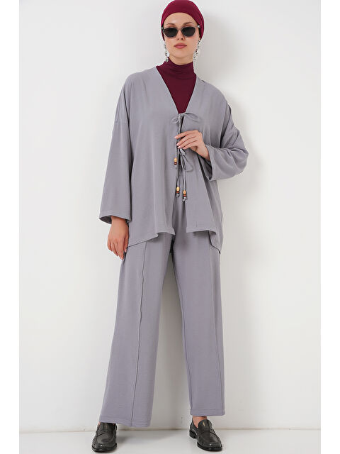 Bigdart Kadın Ayrobin Kimono Pantolon İkili Takım 6739 - Gri - S000389349-20600