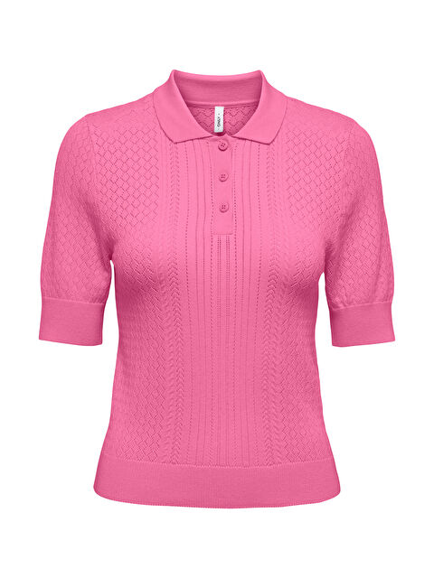 Only Onlmeddi Slim Fit Örme Düğmeli Polo Yaka Kadın T Shirt 15363160