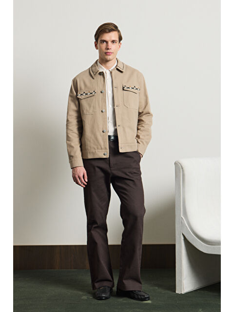 Danger Erkek Nakışlı Denim Ceket Vizon - S000504591-26429