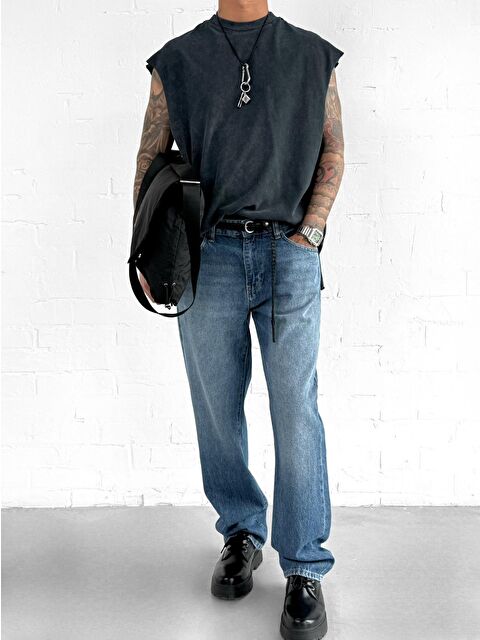 Abluka Online Erkek Baggy Fit Jean Mavi - S000378089-17234