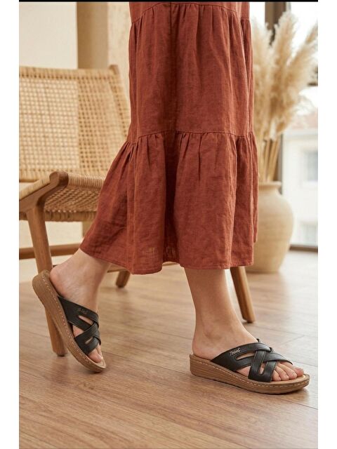 Oksit Trd 102 Bohem Stil Çapraz Bantlı Kalın Taban Terlik