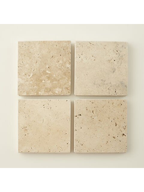 Bella Maison Ephesus 4'lü Traverten Bardak Altlığı (10x10 cm) - S000439509-26406