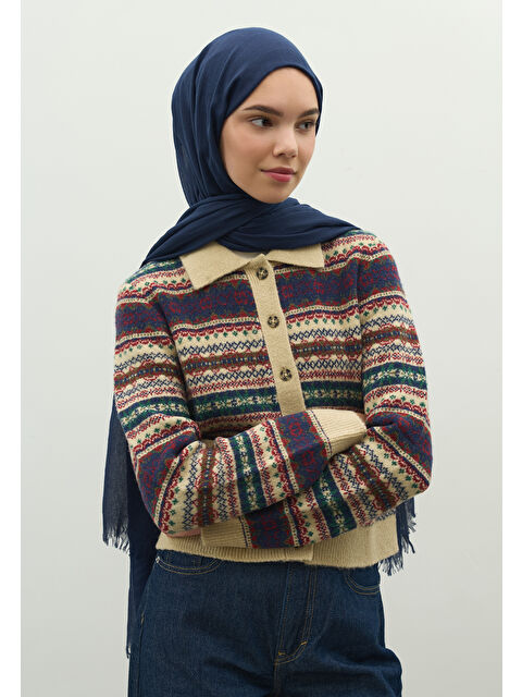 Fresh Scarfs Kaşmir Dokulu Şal Lacivert - S000470038-21164