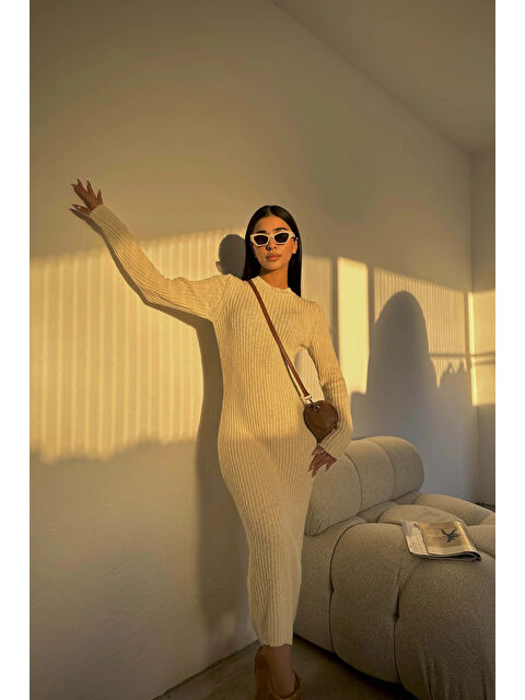 eka Kadın Ekru Triko Elbise 1007-1522 - S000497785-19965