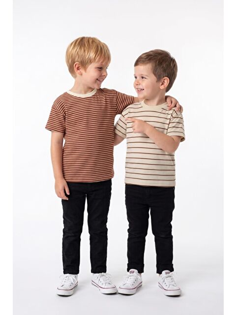 Miababy Elastanlı Kabartma Çizgili 2li Tişört Paket