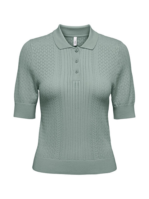 Only Onlmeddi Slim Fit Örme Düğmeli Polo Yaka Kadın T Shirt 15363160