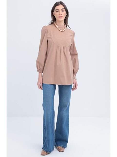 ALLDAY Vizon-Fisto Garnili Kolu Lastikli Poplin Tunik - S000368907-26429