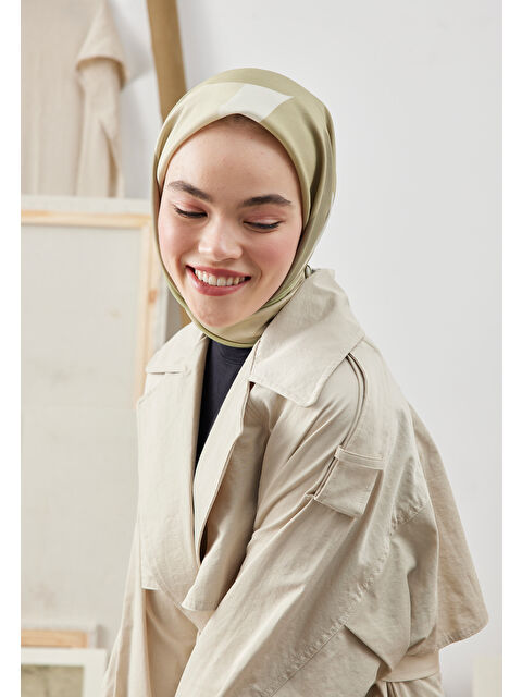 Fresh Scarfs Multı Colors Desen Pamuk İpek Eşarp Pastel Yeşil - S000422868-19978