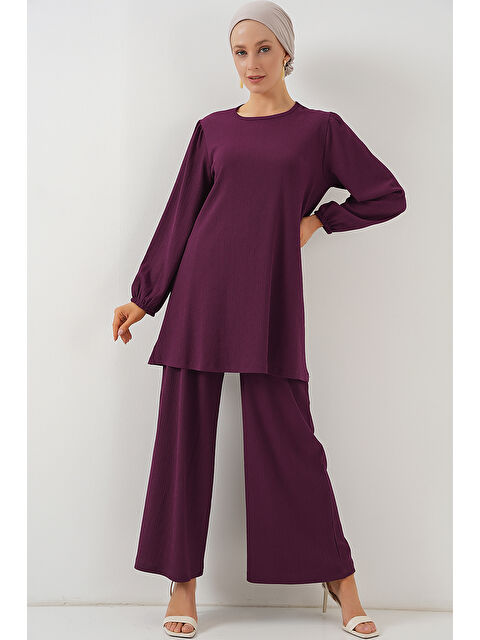 Bigdart Kadın Tunik Pantolon Alt Üst Takım 6663 - Mor - S000195068-20042