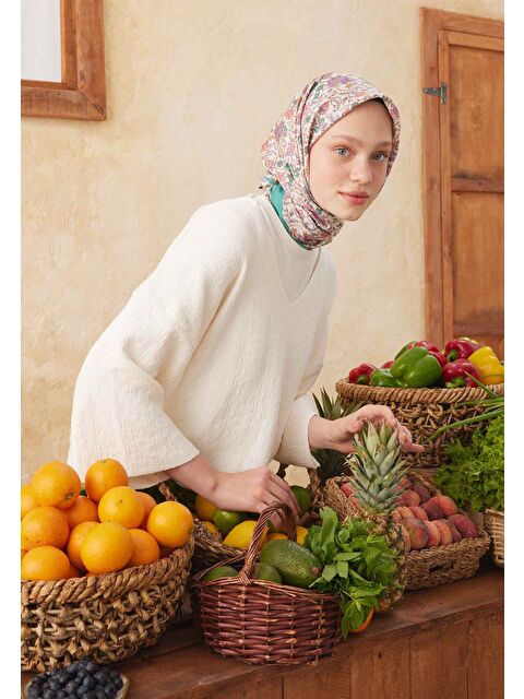 Fresh Scarfs Morocco Desen Pamuk İpek Eşarp Yeşil - S000423032-18194