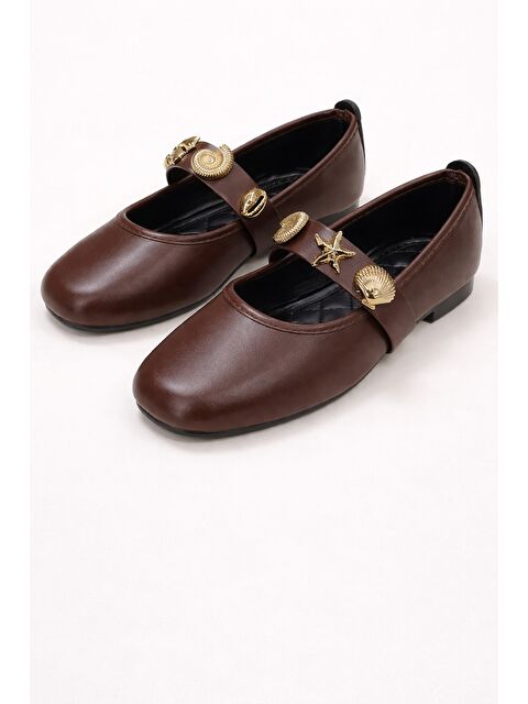 MODAFRATO STELLA Deniz Kabuğu Kemerli Babet Günlük Kadın Ayakkabı Mary Jane Ev Babeti - S000494529-19413