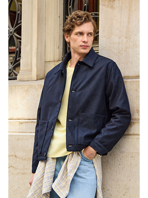 Danger Erkek Süet Kapitoneli Mont Ceket Lacivert - S000432721-21164