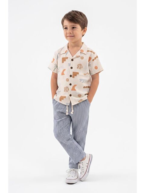 Miababy Baskılı Müslin Gömlek Pantolon 2li Takım