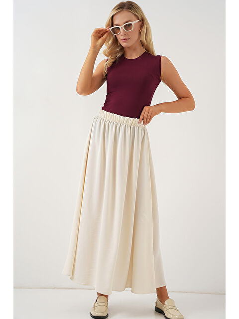 Bigdart Kadın Uzun Ayrobin Etek 8050 - Krem - S000395934-19966