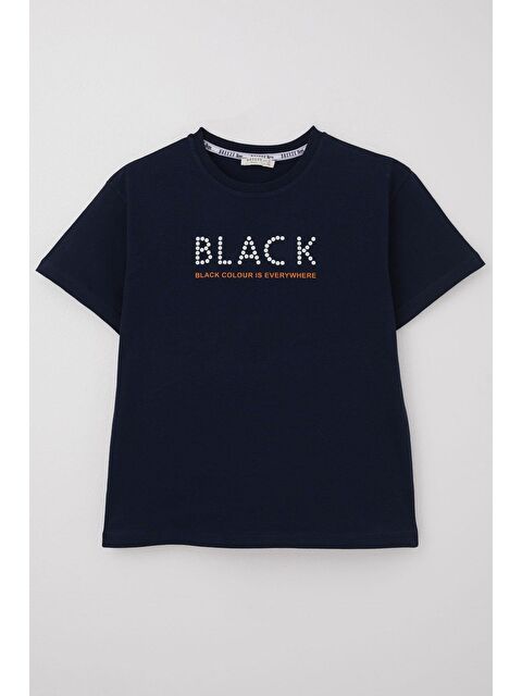 Breeze Erkek Çocuk Tişört Kabartma Detaylı Yazı Baskılı Lacivert (9-12 Yaş) - S000365493-21164