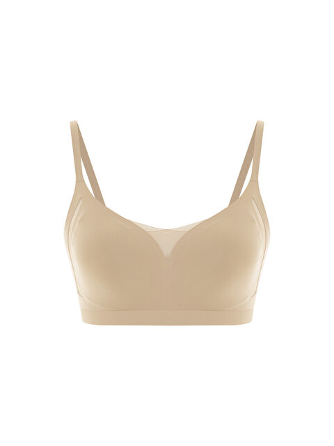 Hnx Kadın Dikişsiz Lazer Kesim Tül Detaylı Çıkarılabilir Pedli Balensiz Konfor Sütyen - S000498947-26407