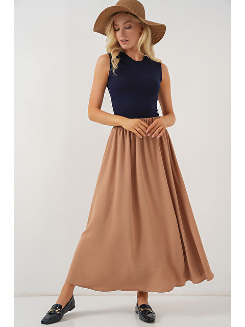 Bigdart Kadın Uzun Ayrobin Etek 8050 - Camel - S000395934-37258