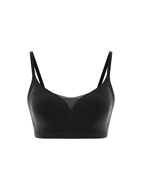 Hnx Kadın Dikişsiz Lazer Kesim Tül Detaylı Çıkarılabilir Pedli Balensiz Konfor Sütyen - S000498947-19351