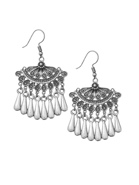 Labalaba Kadın Antik Gümüş Kaplama Telkari Görünümlü Küpe