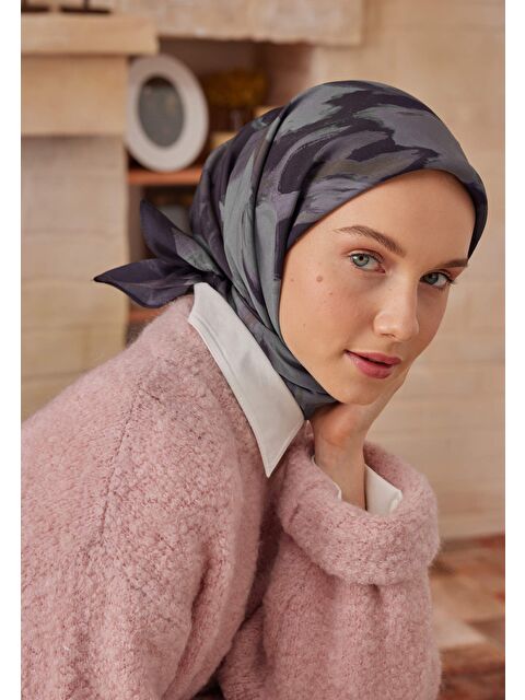 Fresh Scarfs Noa Desen Pamuk İpek Eşarp Lacivert - S000423038-21164