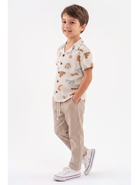 Miababy Baskılı Müslin Gömlek Pantolon 2li Takım