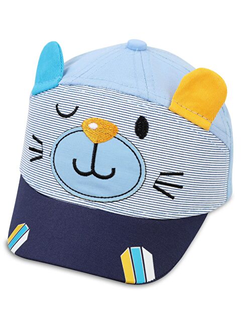Civil Baby 3D Kulaklı Yüz Desen 0-24 Ay Kep Şapka - Mavi Standart
