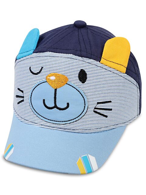 Civil Baby 3D Kulaklı Yüz Desen 0-24 Ay Kep Şapka - Lacivert Standart