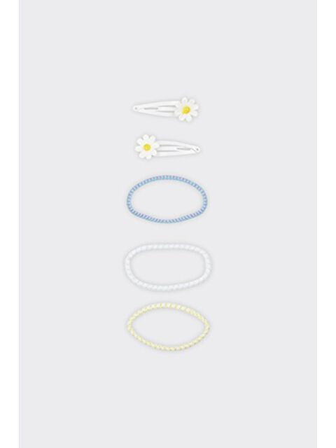 Panço Kız Çocuk Beyaz Çıtçıt ve Lastik Toka Set - S000523644-20063