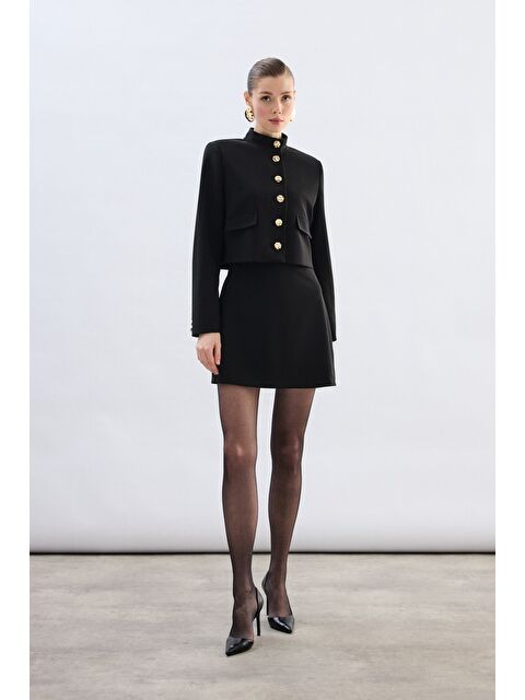 SATEEN Kısa Şort Etek - Siyah - S000497786-19351