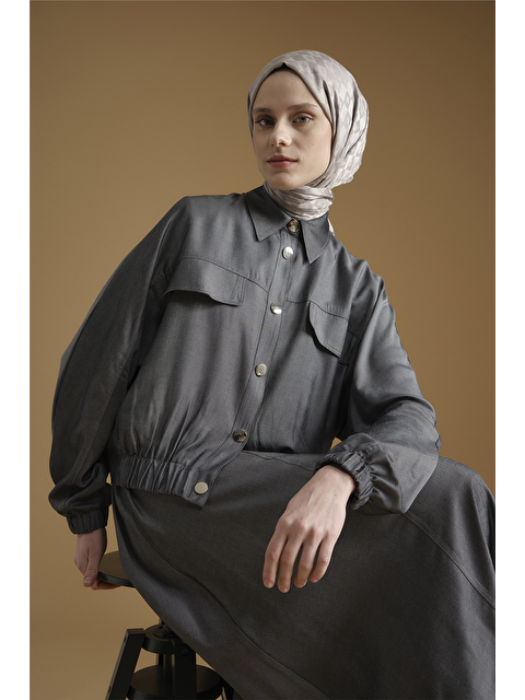 ARMİNE Bomber Ceketli Takım Gri Melanj