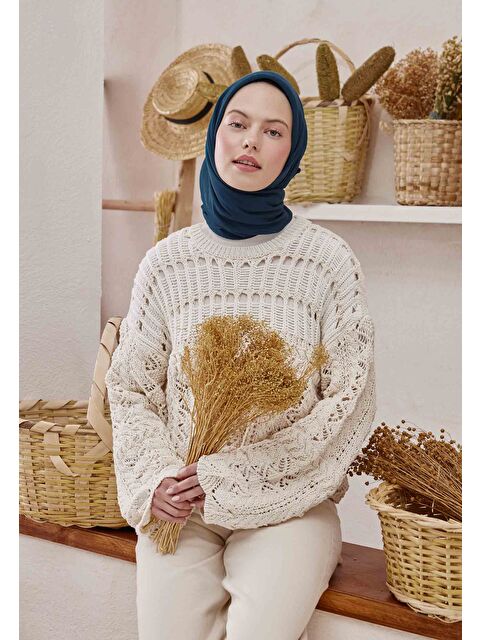 Fresh Scarfs Pamuk İpek Eşarp Parlament Mavi - S000423033-21164