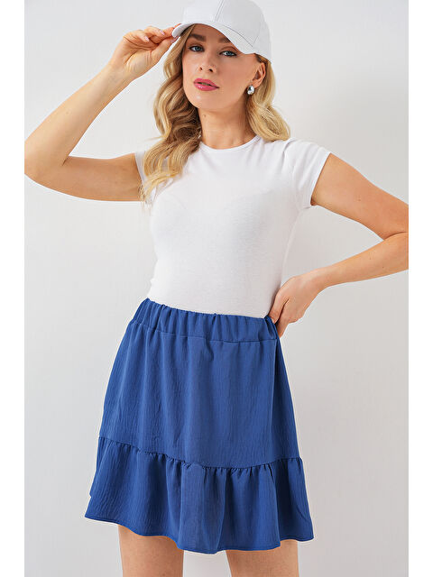 Bigdart Kadın Ayrobin Mini Etek 8054 - İndigo - S000400616-23093