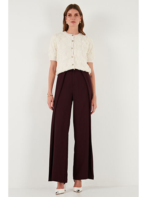 Lela Düğmeli Pile Detaylı Wide Leg Yüksek Bel Geniş Paça Pantolon 68351133 - S000451042-20036