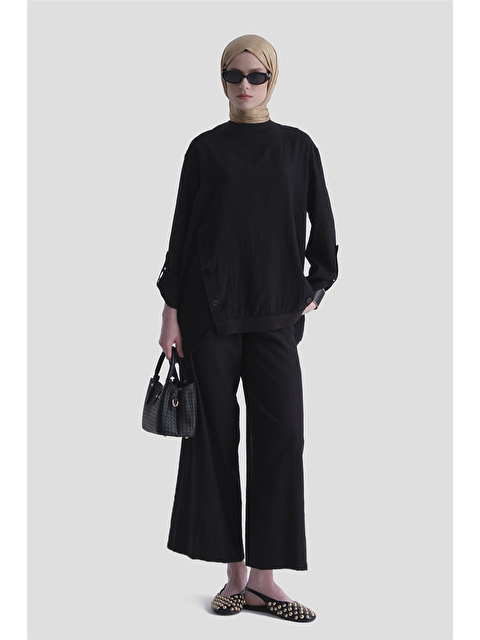 ARMİNE Düğme Detaylı Takım Siyah