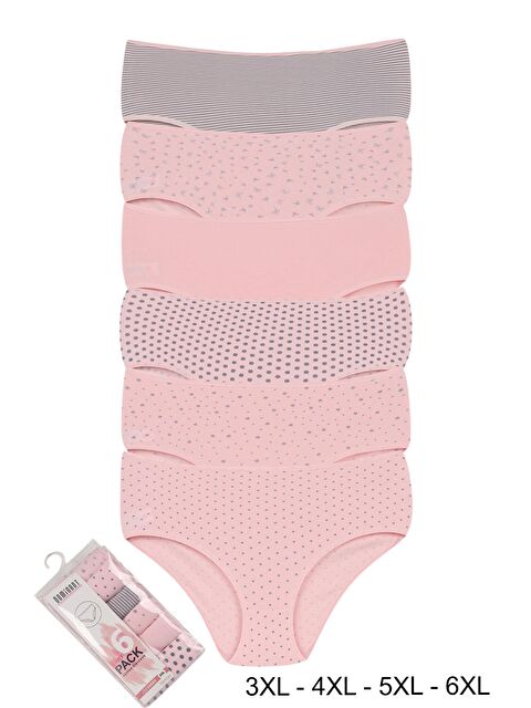 Dominant Kadın Büyük Beden Pamuklu Yüksek Bel Külot 6'lı Paket - S000422379-27206
