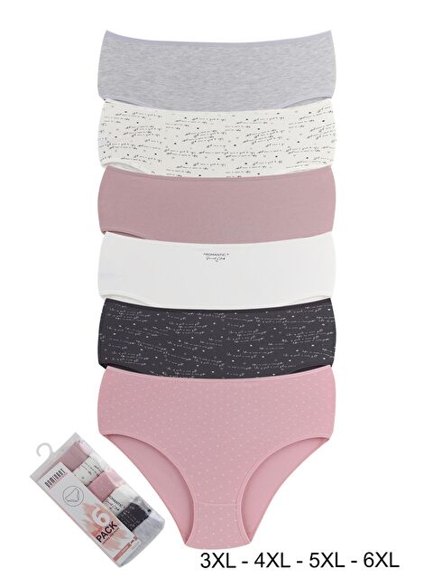 Dominant Kadın Büyük Beden Pamuklu Yüksek Bel Külot 6'lı Paket - S000422379-27207