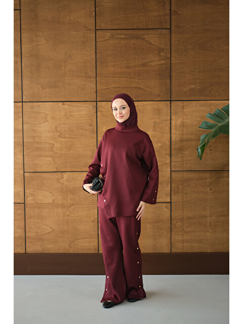 Locco Moda Kadın Dik Yaka Takım Bordo - S000485780-19951