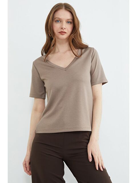 Fullamoda Basic V Yaka Modal Tişört - S000532021-26429