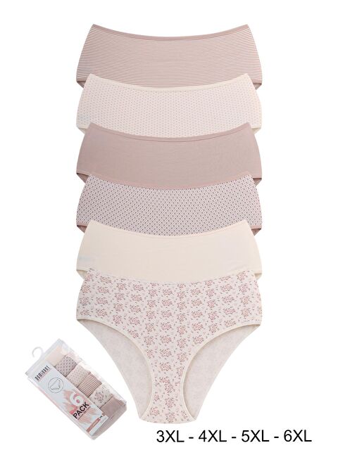 Dominant Kadın Büyük Beden Pamuklu Yüksek Bel Külot 6'lı Paket - S000422379-27208