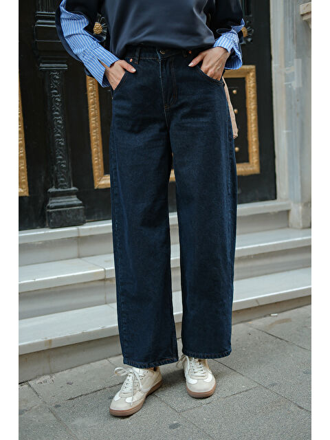 Locco Moda Kadın İp Kemerli Jean Pantolon Mavi - S000475064-17234