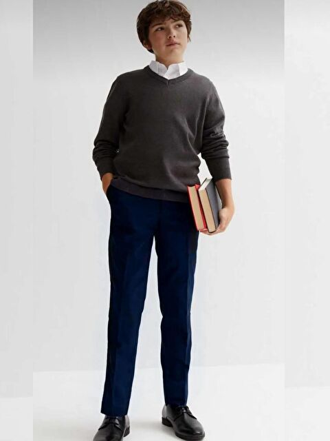 A.S.L GOLF CLUB Erkek Çocuk Lacivert Kumaş Pantolon Ayarlanabilir Lastikli Bel Standart Paça Okul Pantolon - S000427713-29672