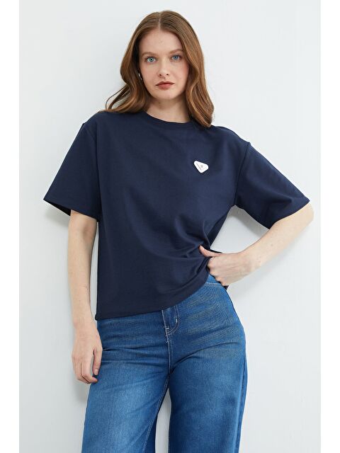 Fullamoda Metal Aksesuarlı Bisiklet Yaka Tişört - S000527581-21164